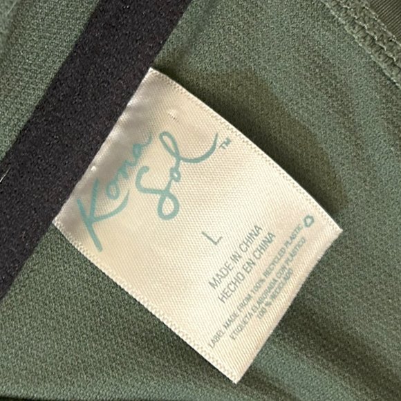 Kona Sol Army Green Bikini Two Piece Swimsuit Bottom Medium Top Large - Picture 5 of 6